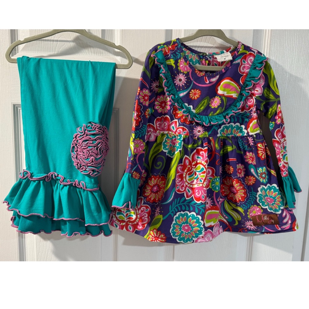 Colorful Floral Cotton Kids 4yr Pants Set